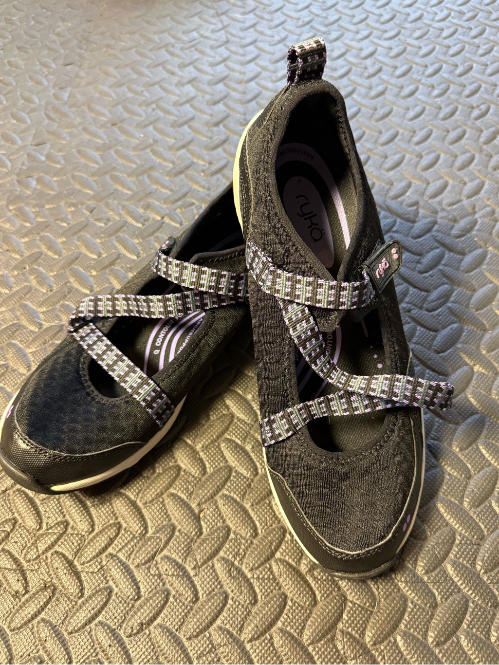 Ryka Kailee Adjustable Mesh Mary Jane Sneaker Black/Purple Size 10
